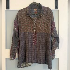 Johnny Was Boho Print Button Front Tunic